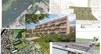 Vizualizace rozšíření přístaviště a studie lokalit pro bydlení v Napajedlích.
